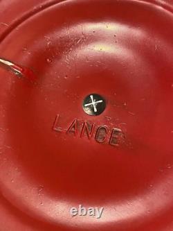 VTG 8 Sided Lance Cracker Glass Jar withMetal Red Lid Arrows on Advertising Logo