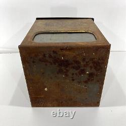 VTG Antique Hendricks Pretzels Company Store Counter Display Tin Glass Advertise