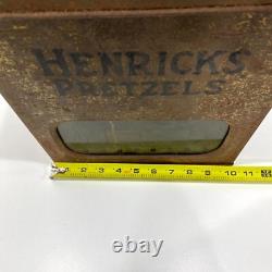VTG Antique Hendricks Pretzels Company Store Counter Display Tin Glass Advertise