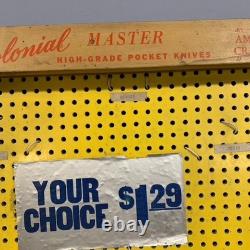 VTG General Store Colonial Pocket Knife Knives Countertop Display Case No Glass