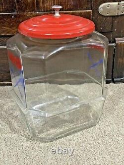 VTG Rare General Store Glass Lance Display Cracker Candy Jar & Original Lid