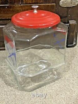 VTG Rare General Store Glass Lance Display Cracker Candy Jar & Original Lid