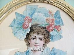 Velota Face Powder Die Cut Cardboard 1800's Circa Framed Under Glass Sign