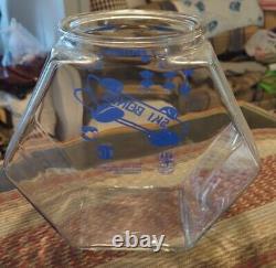 Very Rare Large Glass Counter Display Jar Advertising Ski Bones