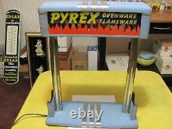 Very Rare! Vintage Pyrex 2 Sided Lighted Metal & Glass Store Counter Display