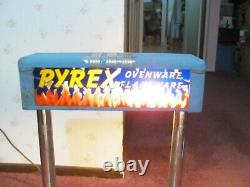 Very Rare! Vintage Pyrex 2 Sided Lighted Metal & Glass Store Counter Display