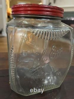 Vintage 1920`s-30s Lik-Em Nuts General Store Counter Display Jar EMBOSSED