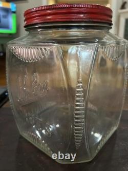 Vintage 1920`s-30s Lik-Em Nuts General Store Counter Display Jar EMBOSSED