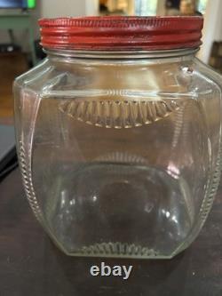 Vintage 1920`s-30s Lik-Em Nuts General Store Counter Display Jar EMBOSSED