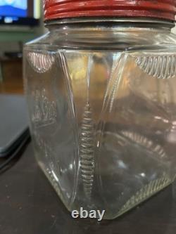 Vintage 1920`s-30s Lik-Em Nuts General Store Counter Display Jar EMBOSSED