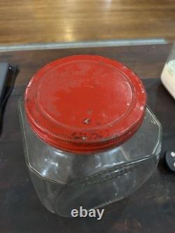 Vintage 1920`s-30s Lik-Em Nuts General Store Counter Display Jar EMBOSSED