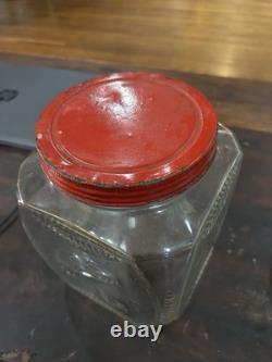 Vintage 1920`s-30s Lik-Em Nuts General Store Counter Display Jar EMBOSSED