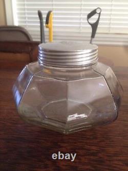 Vintage 1922 ARIDOR Glass Tobacco Candy Jar with Lid for Store Display Hummidor