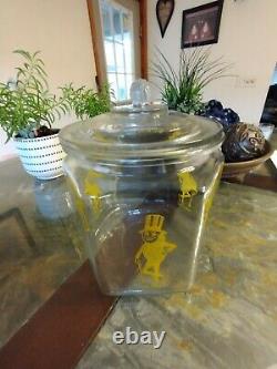 Vintage 1930's Hexagonal Mr. Peanut Planters Glass Jar Store Display