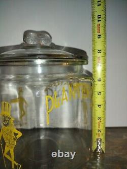 Vintage 1930's Hexagonal Mr. Peanut Planters Glass Jar Store Display