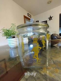 Vintage 1930's Hexagonal Mr. Peanut Planters Glass Jar Store Display