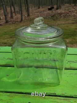 Vintage 1930s Glass Embossed Store Countertop Peanut Jar Display