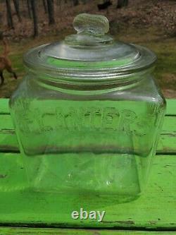 Vintage 1930s Glass Embossed Store Countertop Peanut Jar Display