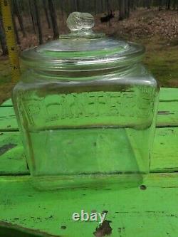 Vintage 1930s Glass Embossed Store Countertop Peanut Jar Display