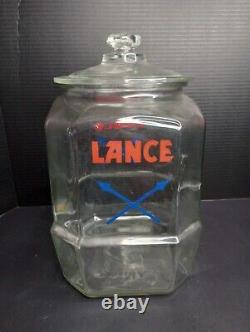 Vintage 1930s LANCE 8 Sided Glass CRACKER JAR LANCE Store Display Advertising