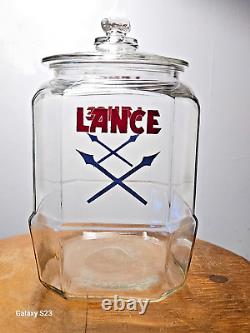 Vintage 1930s LANCE Cracker 8 Sided Glass Jar Retail Store Display Advertising