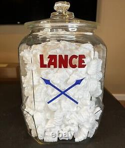 Vintage 1930s Lance Cracker 8 Sided Glass Jar Retail Store Display Advertising