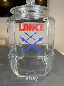 Vintage 1930s Lance Cracker 8 Sided Glass Jar Retail Store Display Advertising