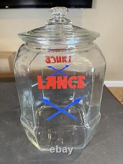 Vintage 1930s Lance Cracker 8 Sided Glass Jar Retail Store Display Advertising