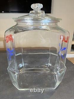 Vintage 1930s Lance Cracker 8 Sided Glass Jar Retail Store Display Advertising