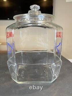 Vintage 1930s Lance Cracker 8 Sided Glass Jar Retail Store Display Advertising