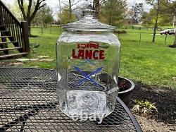 Vintage 1930s Lance Cracker 8 Sided Glass Jar Retail Store Display Advertising