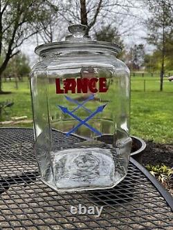 Vintage 1930s Lance Cracker 8 Sided Glass Jar Retail Store Display Advertising