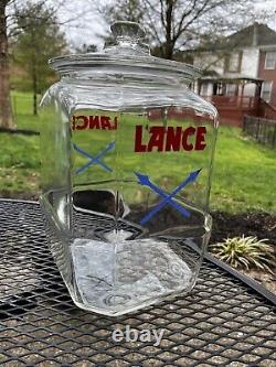 Vintage 1930s Lance Cracker 8 Sided Glass Jar Retail Store Display Advertising