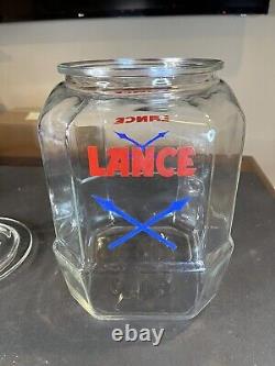 Vintage 1930s Lance Cracker 8 Sided Glass Jar Retail Store Display Advertising