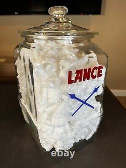 Vintage 1930s Lance Cracker 8 Sided Glass Jar Retail Store Display Advertising