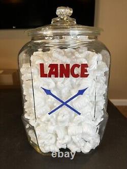 Vintage 1930s Lance Cracker 8 Sided Glass Jar Retail Store Display Advertising