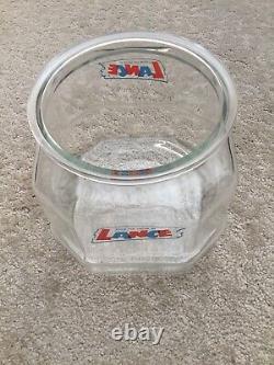 Vintage 1950-1978 Small Lance Glass Metal Lid Counter Top Store Display Jar