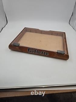 Vintage 1950's GILLETTE Plexi Glass Lid Counter Top Display Case 17 x 13
