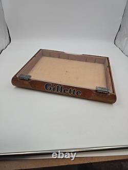 Vintage 1950's GILLETTE Plexi Glass Lid Counter Top Display Case 17 x 13