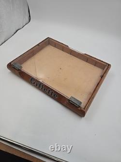 Vintage 1950's GILLETTE Plexi Glass Lid Counter Top Display Case 17 x 13