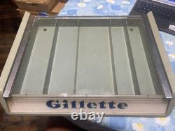 Vintage 1950s Gillette Razor Blade Wood Glass Counter Top Display Case
