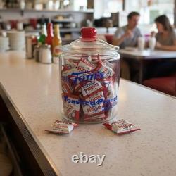 Vintage 1950s TOM'S Toasted Peanuts Glass Jar Store Display 10.5 Red Knob EXC