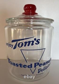 Vintage 1950s TOM'S Toasted Peanuts Glass Jar Store Display Large 10.5 #1