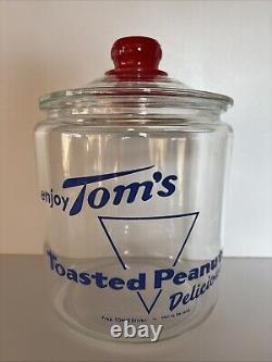 Vintage 1950s TOM'S Toasted Peanuts Glass Jar Store Display Large 10.5 #1