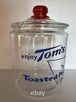 Vintage 1950s TOM'S Toasted Peanuts Glass Jar Store Display Large 10.5 #1