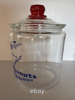 Vintage 1950s TOM'S Toasted Peanuts Glass Jar Store Display Large 10.5 #1