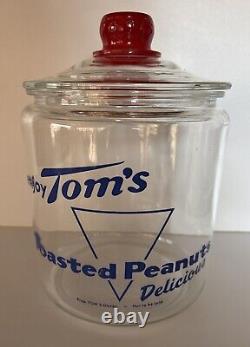 Vintage 1950s TOM'S Toasted Peanuts Glass Jar Store Display Large 10.5 #1