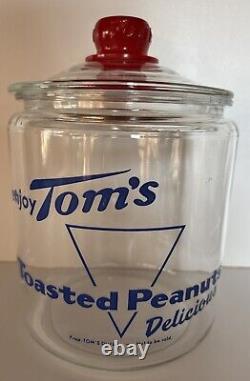 Vintage 1950s TOM'S Toasted Peanuts Glass Jar Store Display Large 10.5 #2