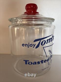 Vintage 1950s TOM'S Toasted Peanuts Glass Jar Store Display Large 10.5 #2 Vintage 1950s TOM'S Toasted Peanuts Glass Jar Store Display Large 10.5 #2