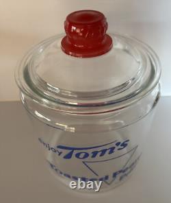 Vintage 1950s TOM'S Toasted Peanuts Glass Jar Store Display Large 10.5 #2 Vintage 1950s TOM'S Toasted Peanuts Glass Jar Store Display Large 10.5 #2